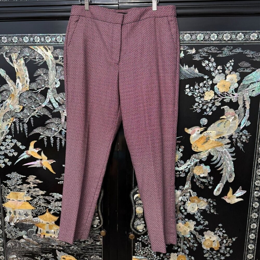Talbots Heritage Diamond Geometric Print Straight-Leg Dress Pants 12 Red Blue - Picture 1 of 15
